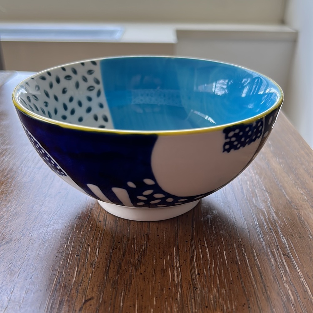 West Elm hand painted rice cereal bowl